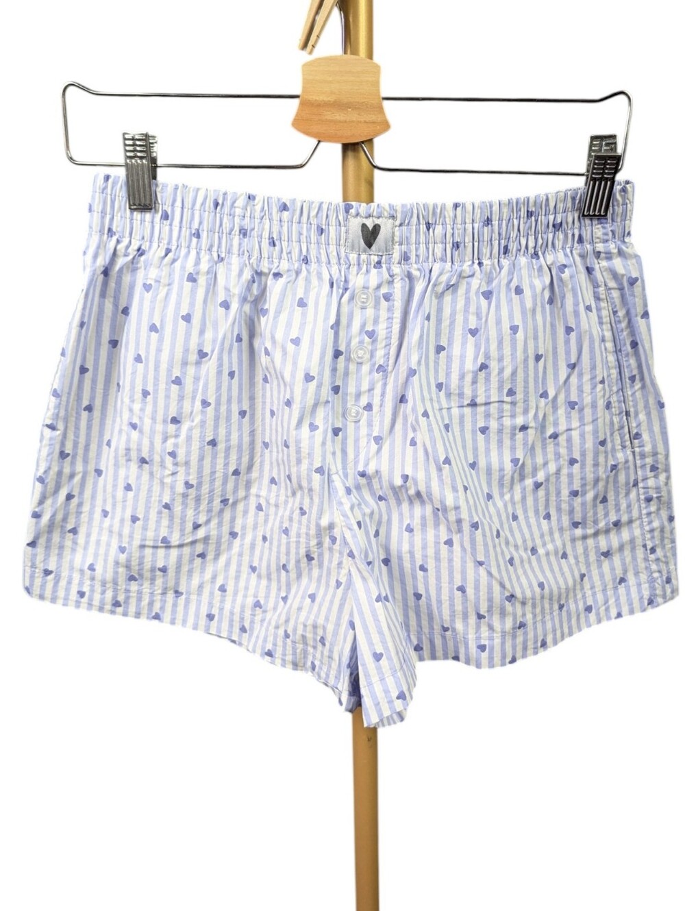 Better Together Dreamy Nights Striped Heart Pajama Shorts Sz M
